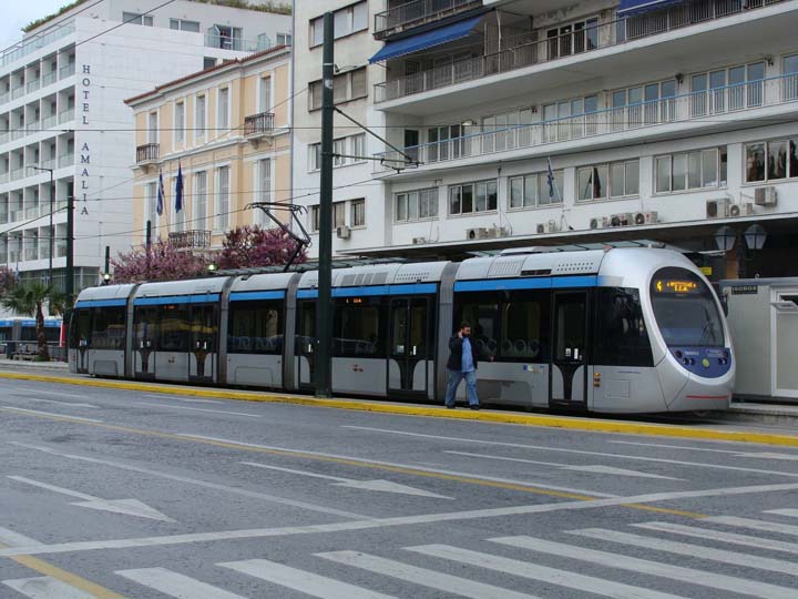 Tram in city centre of Athens