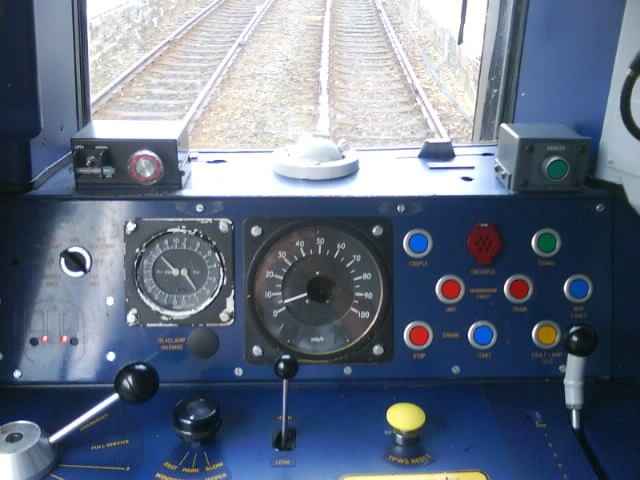 In the train cab