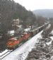 Coal train in the snow.